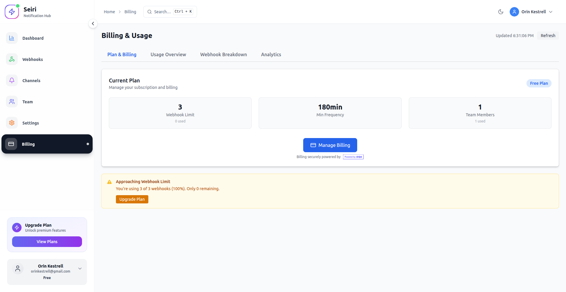 Seiri billing overview