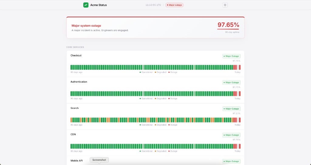 Public status page